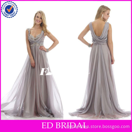 Turkish Empire Sheer Chiffon Crystal Beaded Cowl Open Back Evening Dresses In Lebanon